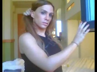 Spanish tgirl with a five oclock shadow sucks some guys johnson in a hotel room