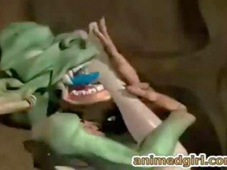 Shemale hentai threesome fucked with monster
